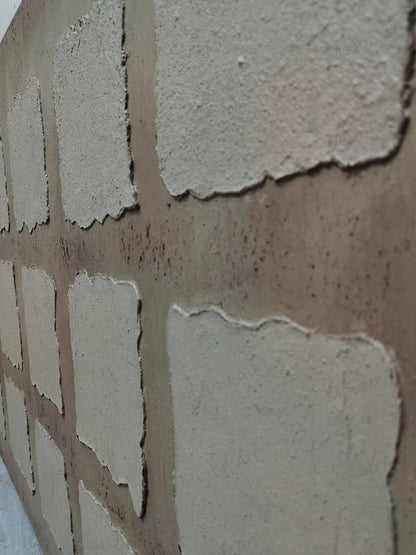 Large Brown Square Abstract Canvas Wall Art Brown Texture Painting Brown Minimalist Art for Sale