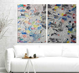 Colorful Textured Abstract Painting Set of 2 Colorful 3D Abstract Canvas Art Knife Palette Painting Set of 2