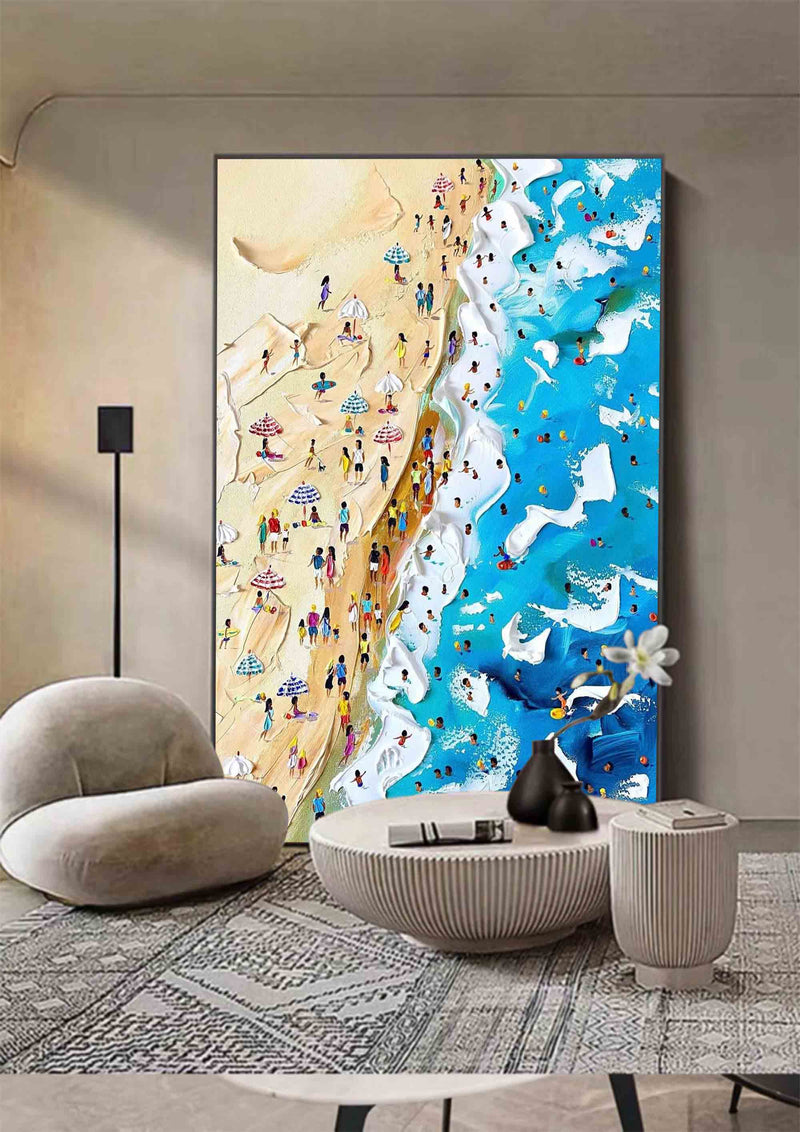 Ocean Wave Beach Oil Painting For Sale Summer Seaside Holiday Painting Plaster Canvas Art