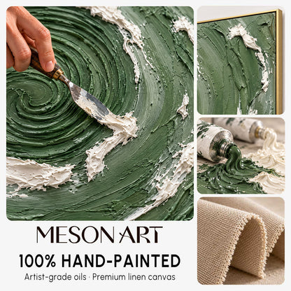 Dark Green Wall Art Emerald Green Canvas Heavy Texture Painting