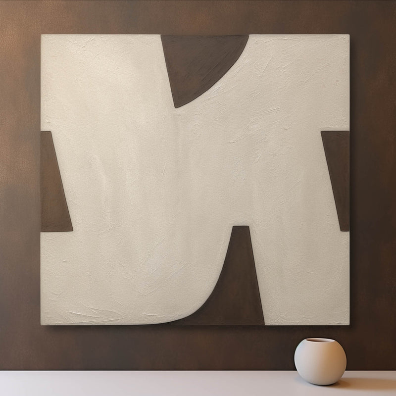 Beige and Brown Minimalistic Wall Painting Beige and Brown Texture Abstract Art Modern Wall Art