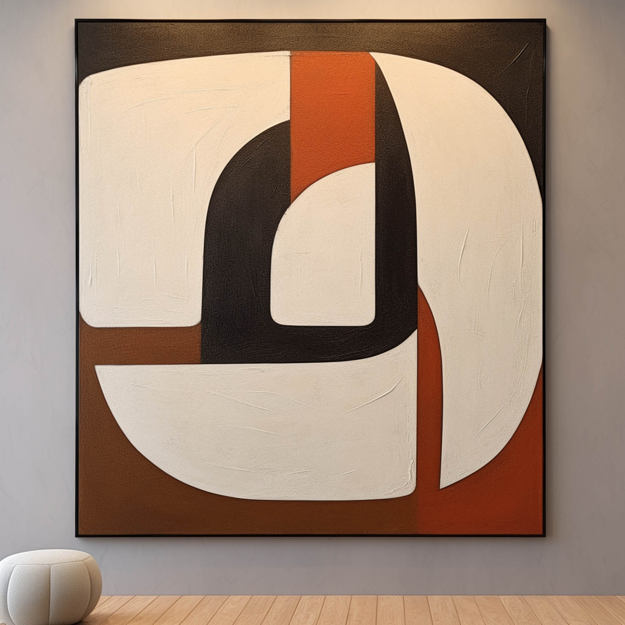 Large 3D Beige and Brown Minimalistic Wall Art Beige and Brown Abstract Art Canvas Textured Wall Art
