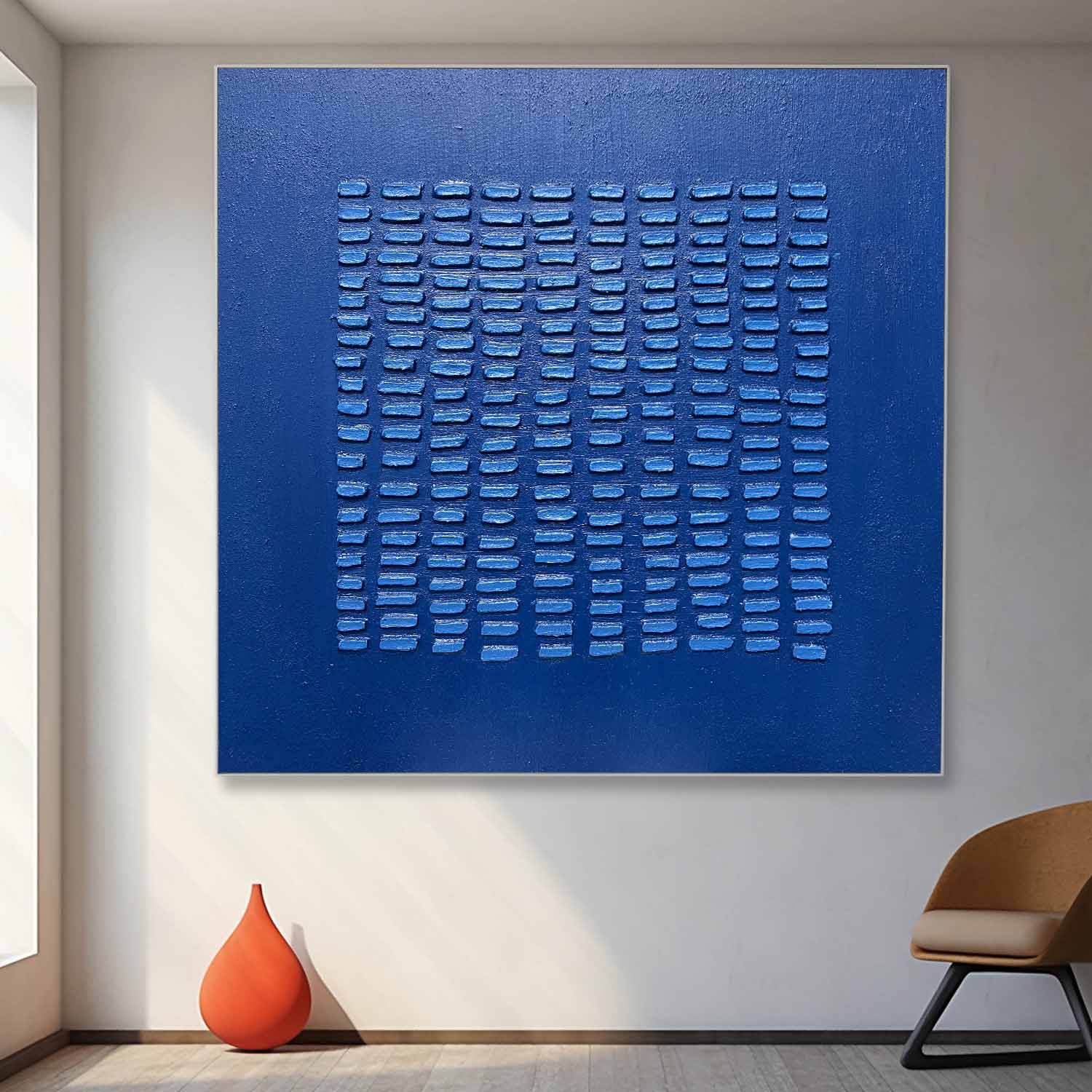 Large Blue 3D Texture Painting Blue Minimalist Wall Art Blue Abstract Canvas Art Blue Oil Painting
