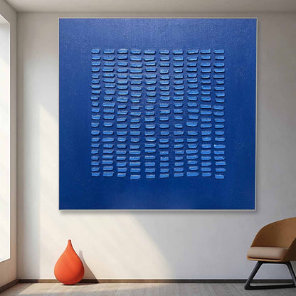 Large Blue 3D Texture Painting Blue Minimalist Wall Art Blue Abstract Canvas Art Blue Oil Painting
