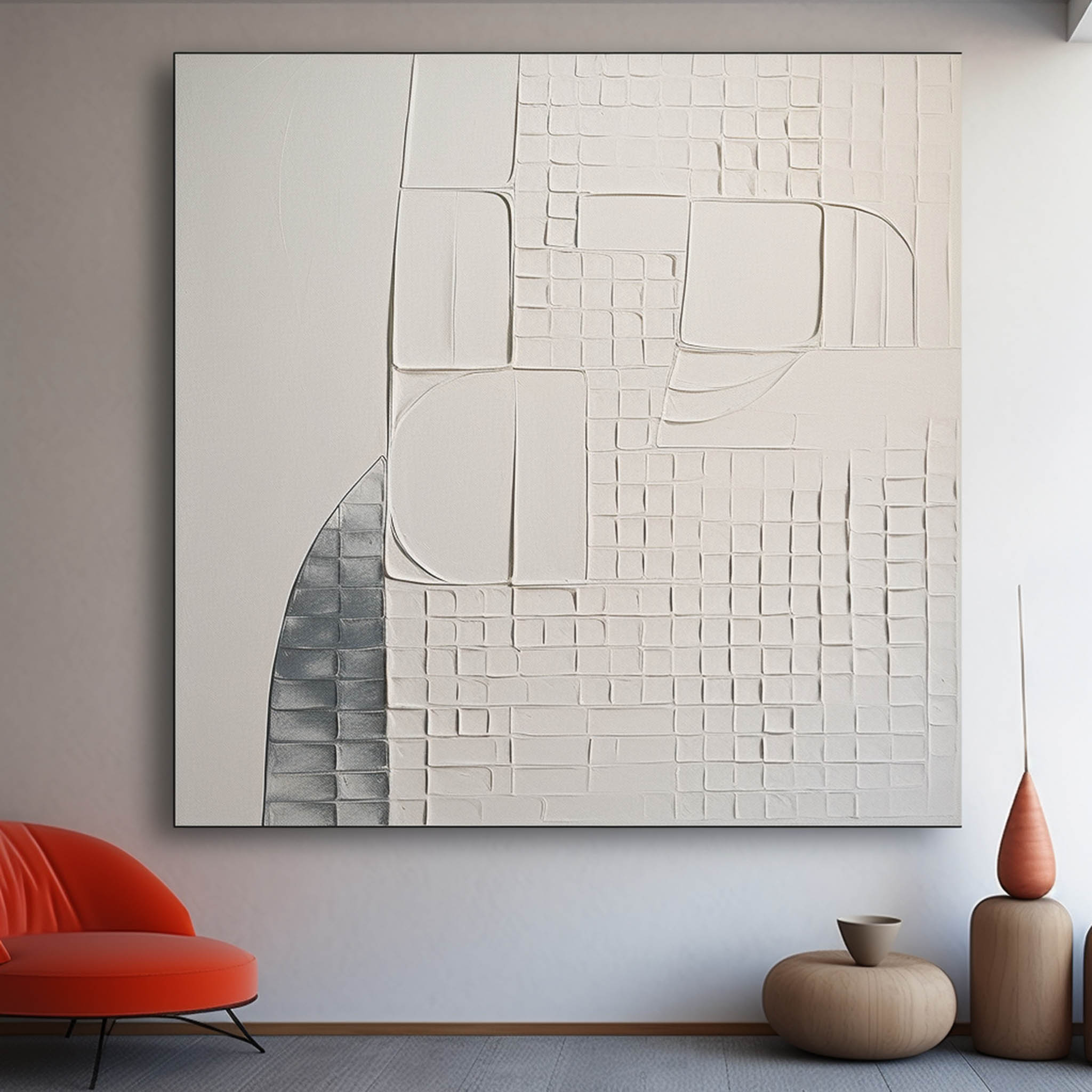 3D White Abstract Texture Art White Minimalist Wall Art Plaster Abstract Canvas Art Texture Wall Art