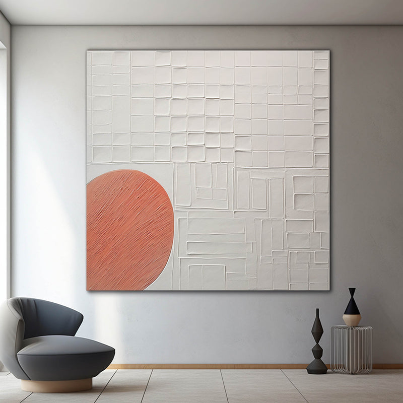 White 3D Textured Wall Painting White Canvas Minimalist Wall Art White Plaster Abstract Art Canvas