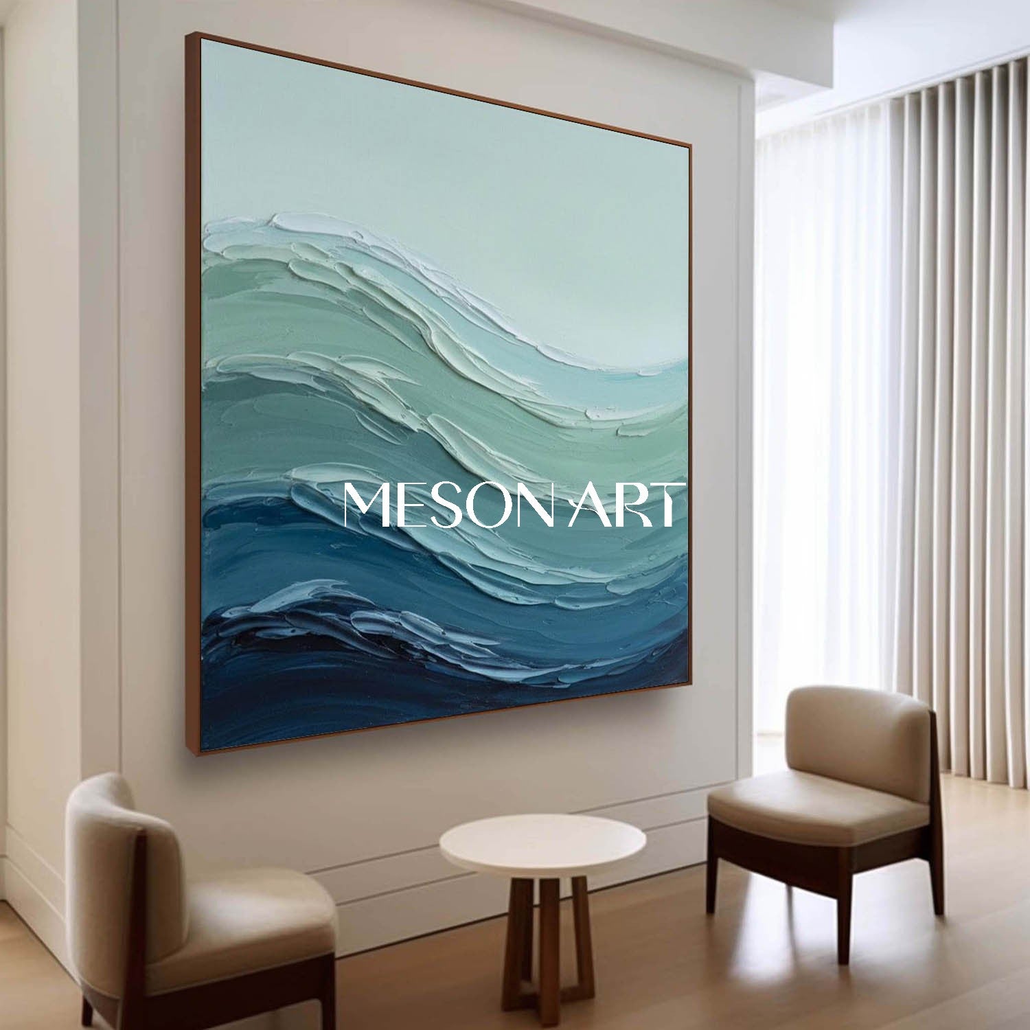 Green And Blue Abstract Ocean Wall Art Decor Sea Minimalist Art Wall Painting