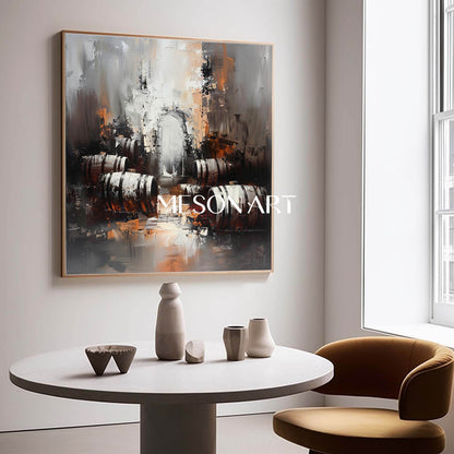 Large Red Wine Barrel Abstract Canvas Art for Sale Winery Wine Cabinet Wall Art Decoration