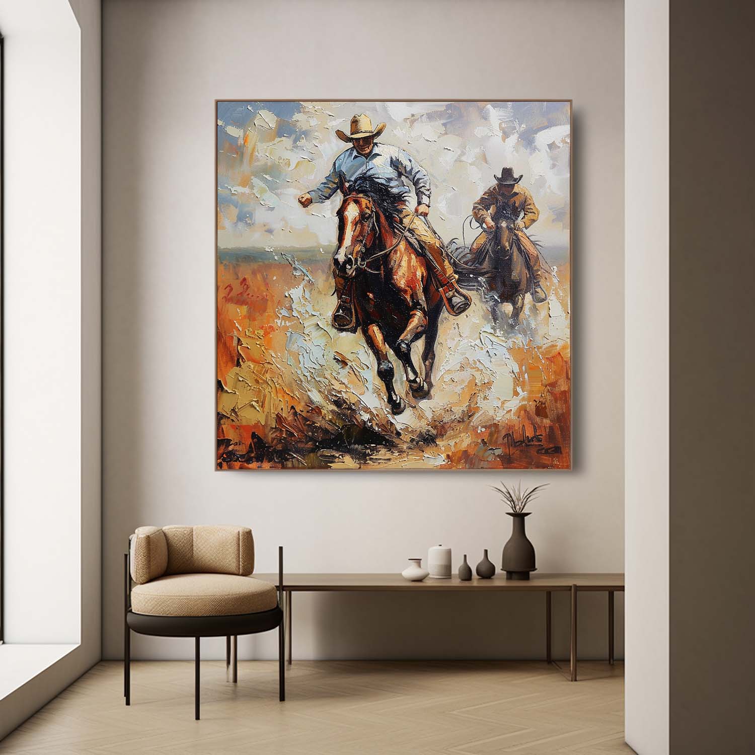 Prairie Cowboy Horse Riding Canvas Art for Sale Modern Prairie Cowboy Horse Riding Wall Art Decor
