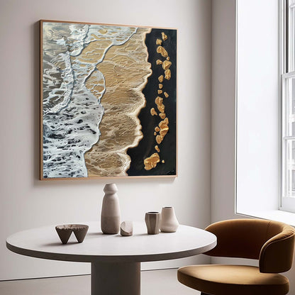 Black and Gold Ocean Waves Beach Wall Art for Sale Gold and Black Ocean Texture Painting Gold Ocean Art