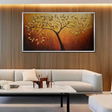 Large 3D Dold Leaf Tree Wall Art Decor Golden Leaf Tree Wall Decoration Hanging Painting Gold Leaf Tree Canvas Art