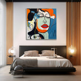 Large Abstract Woman Face Art Beautiful Woman Face Oil Painting Funny Woman Face Pop Canvas Wall Art
