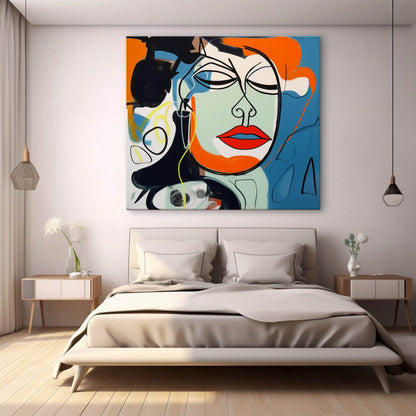 Large Abstract Woman Face Art Beautiful Woman Face Oil Painting Funny Woman Face Pop Canvas Wall Art