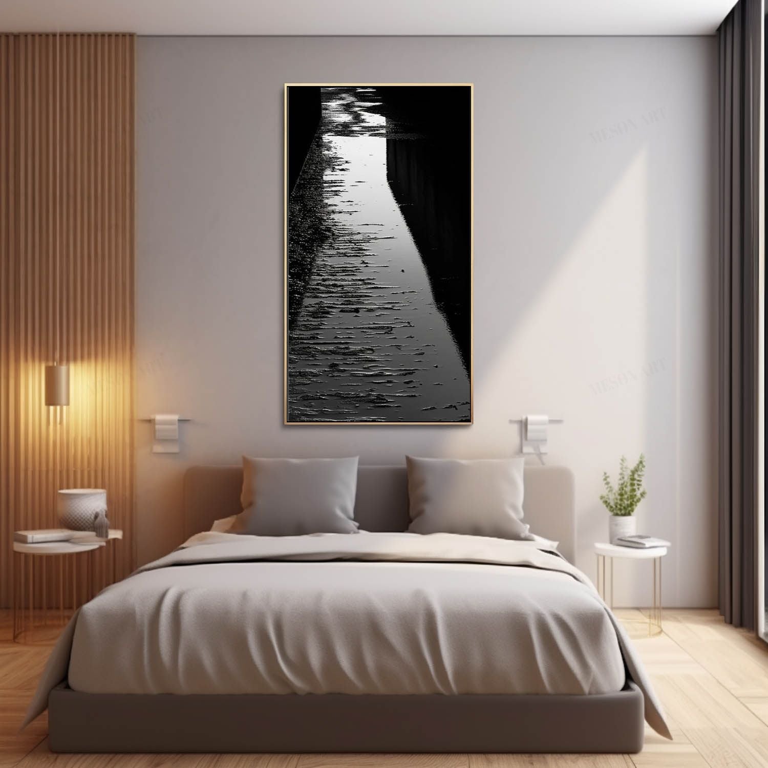 Large Black Abstract Art for Sale on Canvas 50”*100” Framed Wall Art Black Abstract Textured Painting