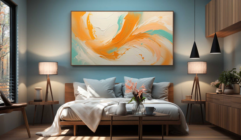 Large Orange and Beige Textured Wall Painting Hermès Orange Abstract Art Orange Textured Wall Art