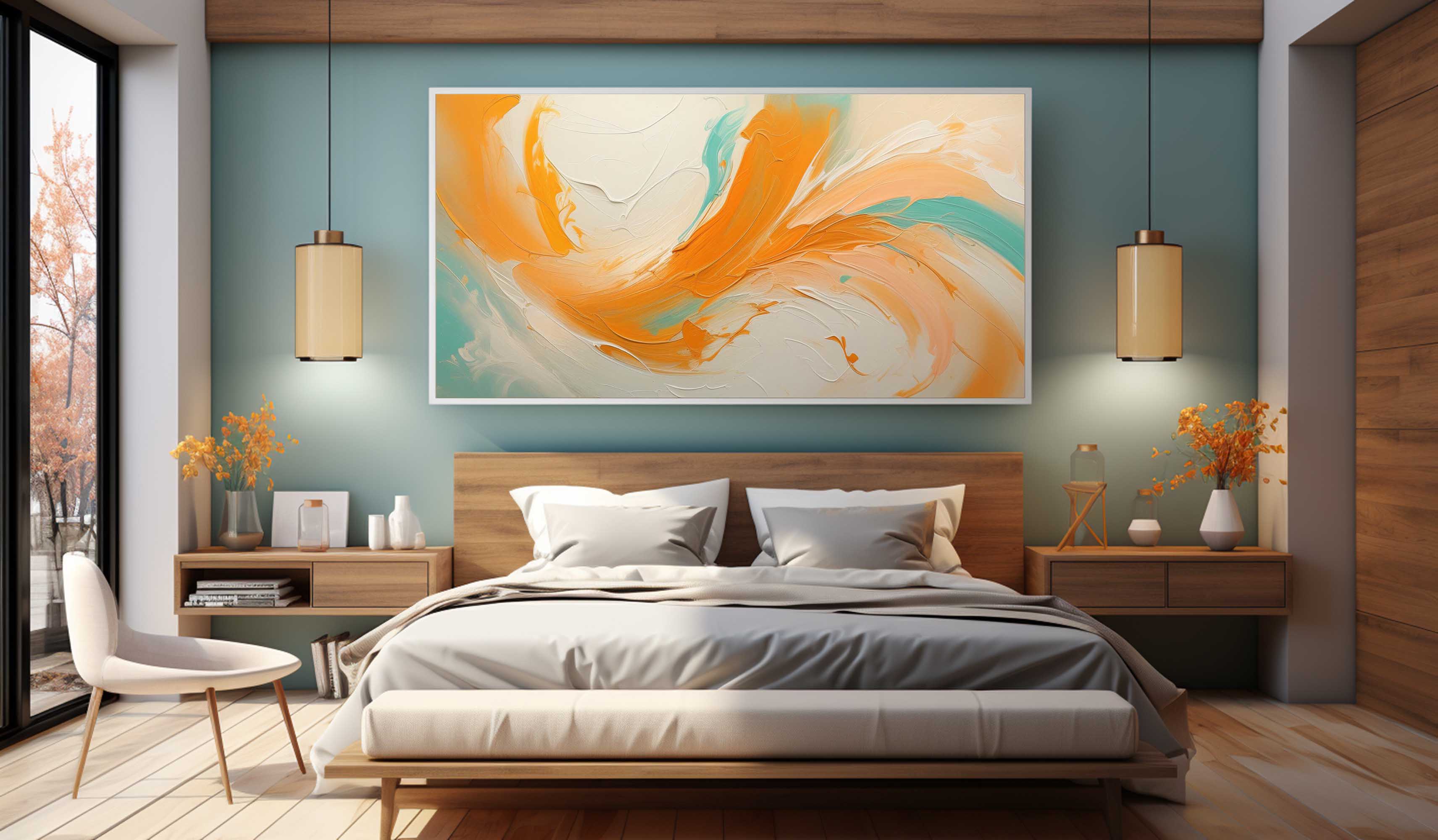 Large Orange and Beige Textured Wall Painting Hermès Orange Abstract Art Orange Textured Wall Art