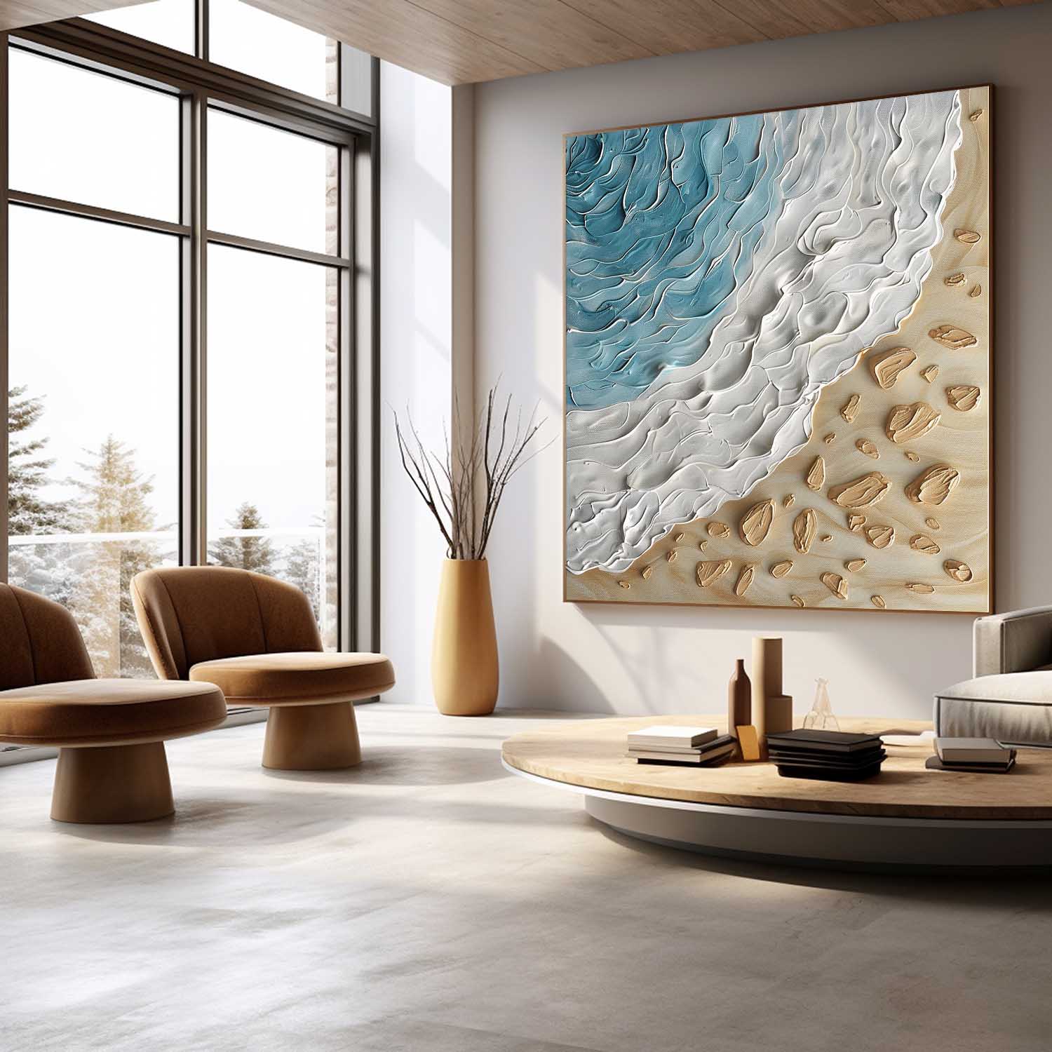 Wave Beach Texture Painting Coast Beach Oil Painting Coast Beach Canvas Wall Art For Sale