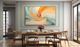 Large Orange and Blue Texture Wall Painting Orange and Blue Minimalist Wall Art Orange Abstract Art