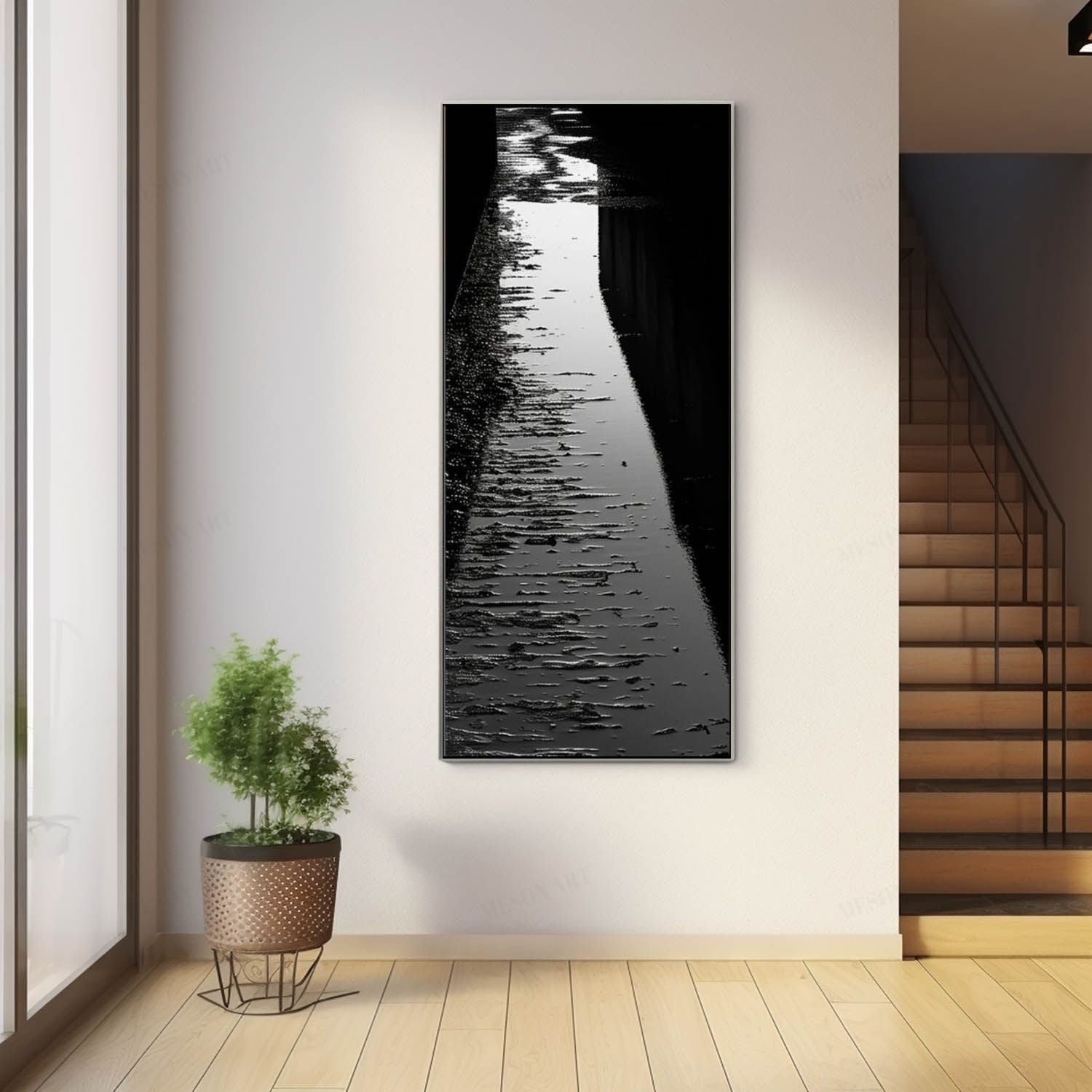 Large Black Abstract Art for Sale on Canvas 50”*100” Framed Wall Art Black Abstract Textured Painting