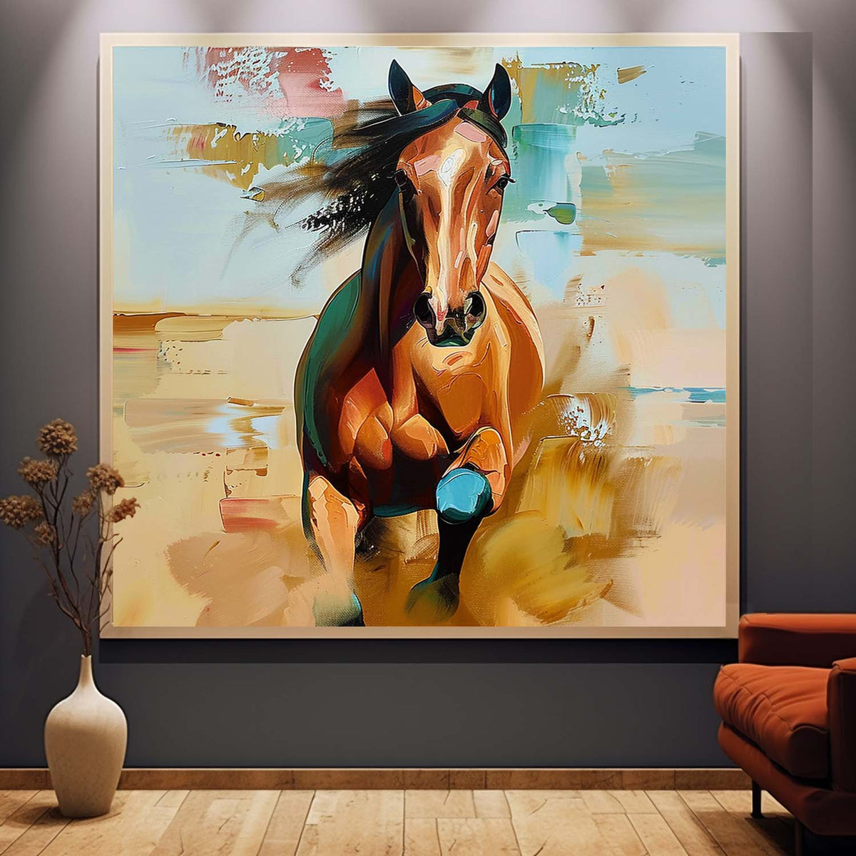 Palette Horse Abstract Wall Art Decor Running Horse Oil Painting For ...