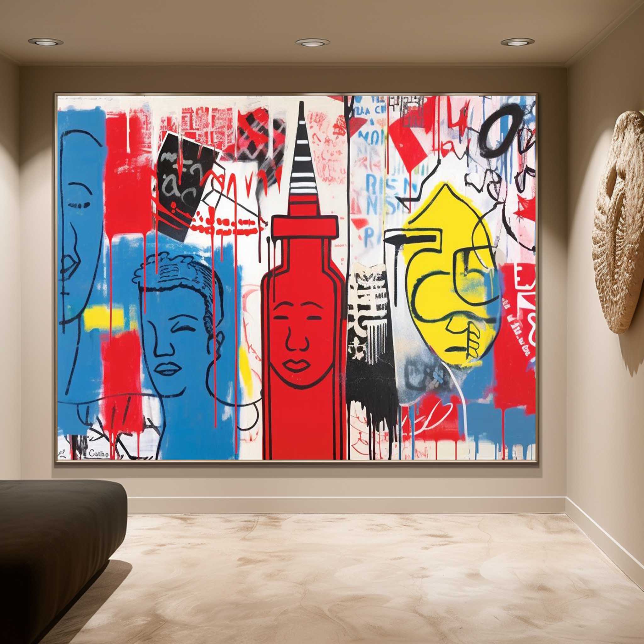 Large Graffiti Canvas Wall Art Fun Pop Abstract Canvas Art Framed Graffiti Art Original Graffiti Art