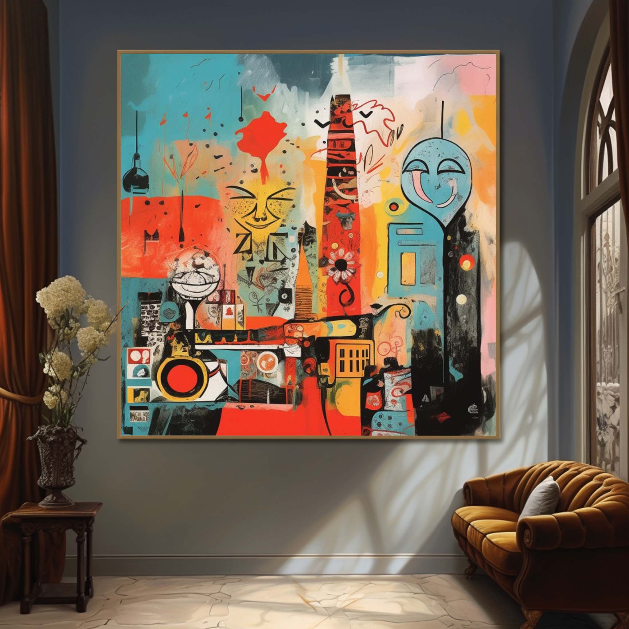 Funny Pop Art Canvas Funny Abstract Pop Art Contemporary Large Pop Art Smiley Pop Wall Art