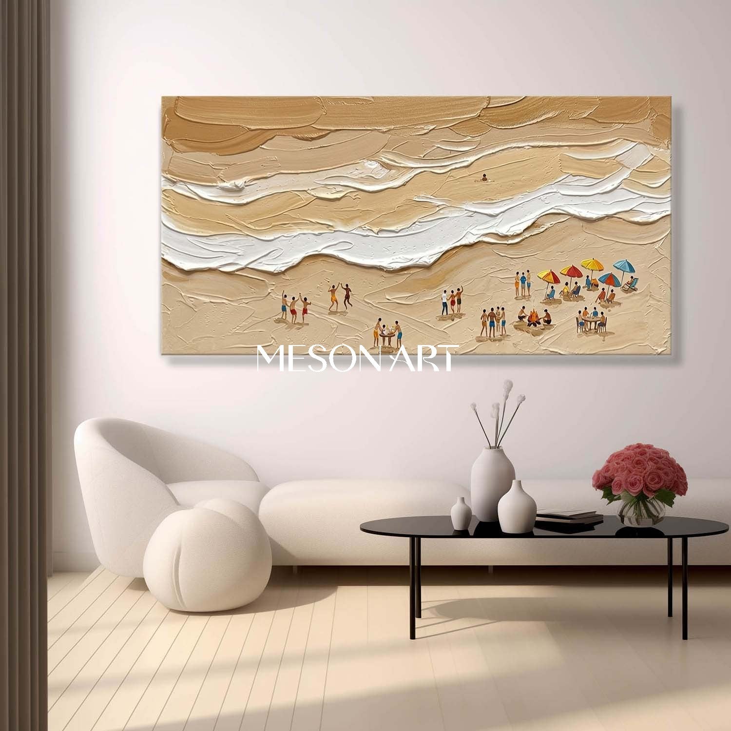Sandy Beach Impasto Painting  Paintings Wall Art Sandy Beach Impasto Painting Textured Wall Art