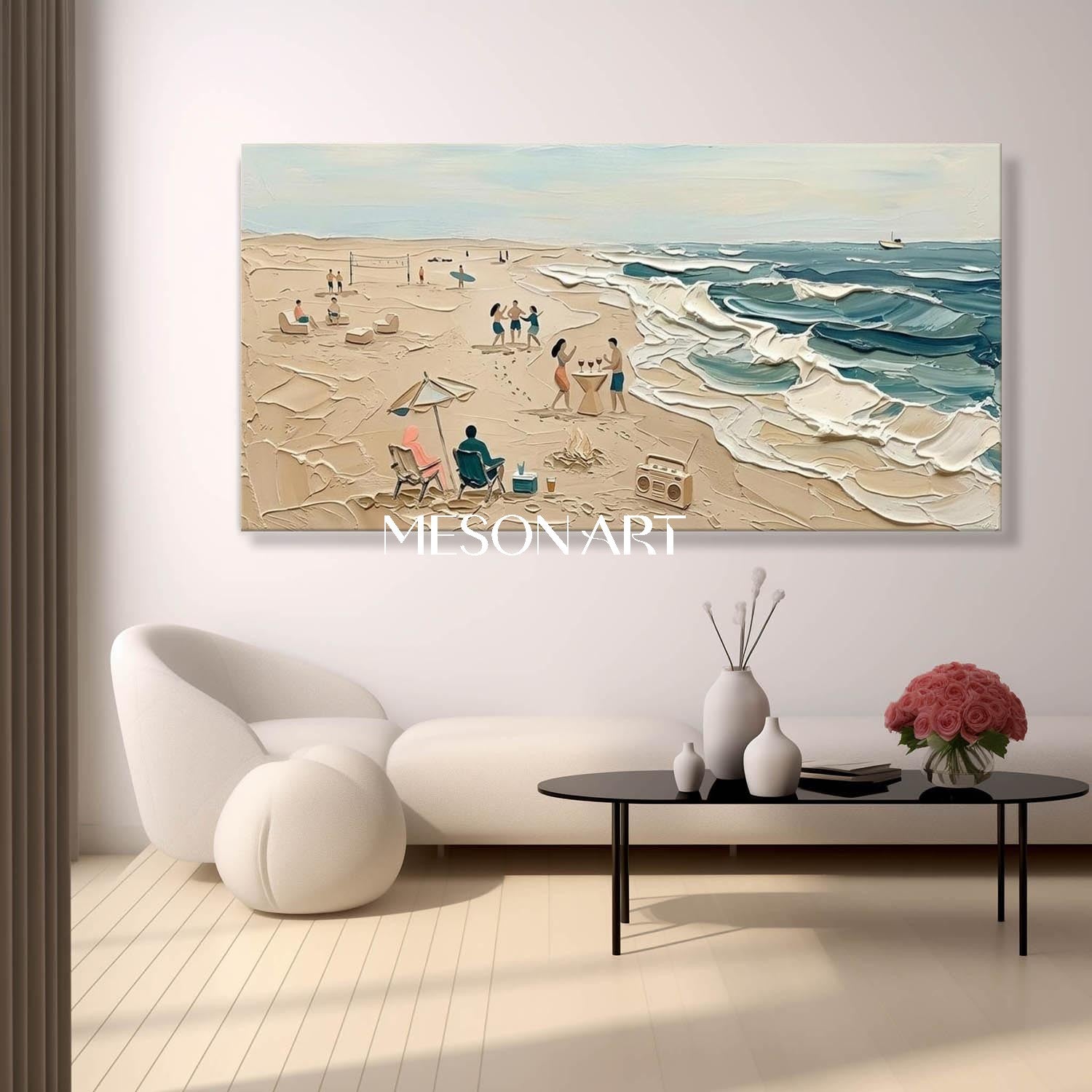 Beach Waves Impasto Painting Buy Modern 3D Landscape Art Shop Online