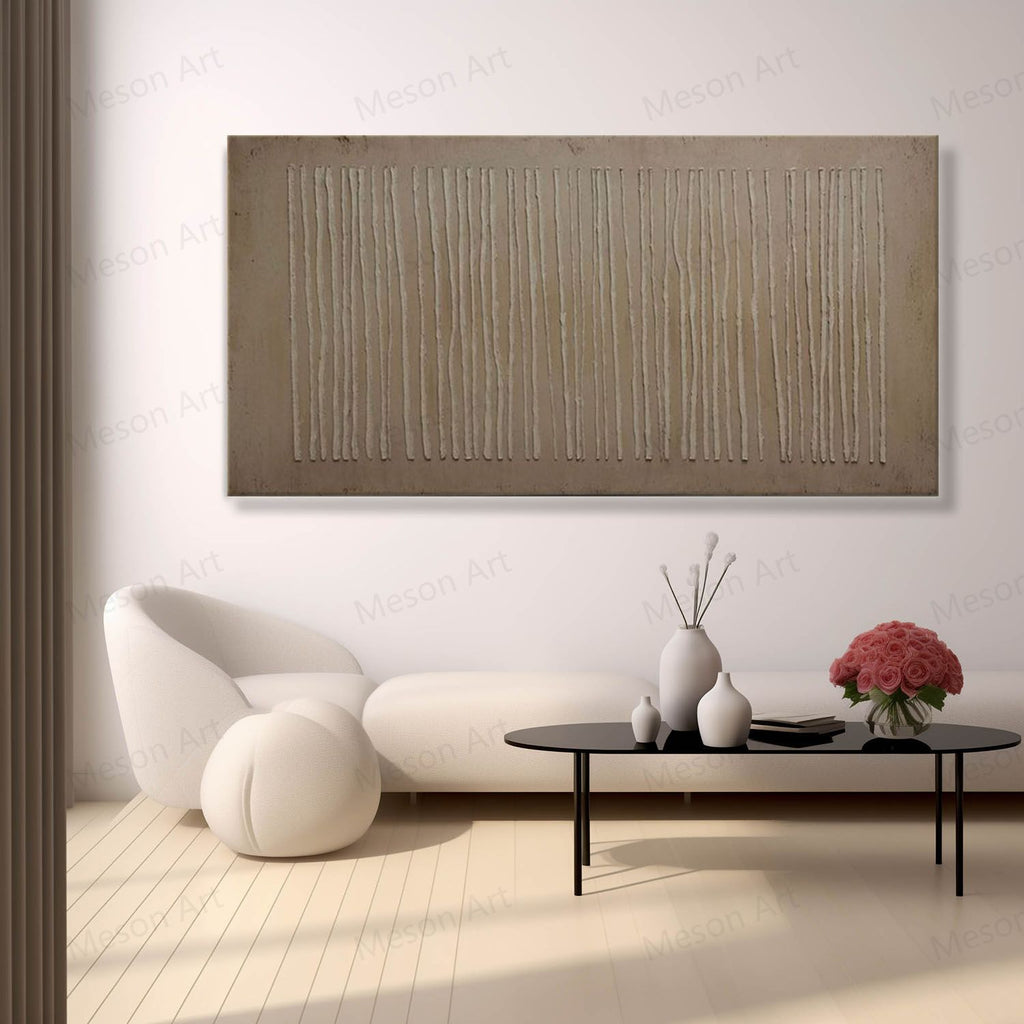 Large Brown Lines Abstract Canvas Wall Art Brown Minimalist Texture ...