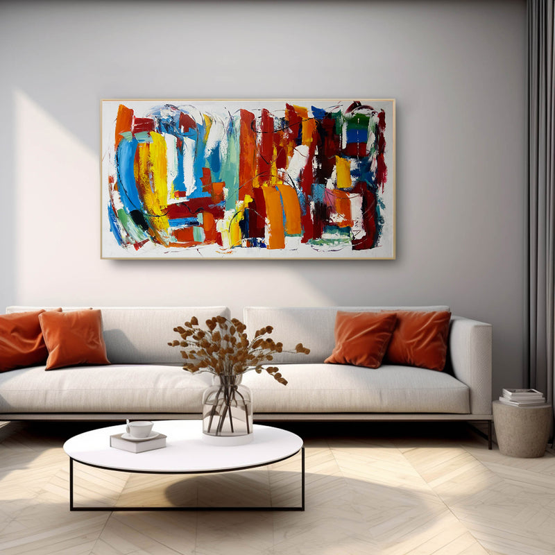 Large Colorful Living Room Wall Painting Colorful Abstract Canvas Art ...