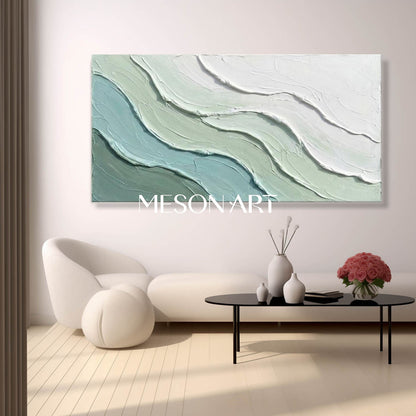 Green Abstract Sea Abstract Wall Art Decor Minimalist Ocean Wave Paintings Interior Design Decor