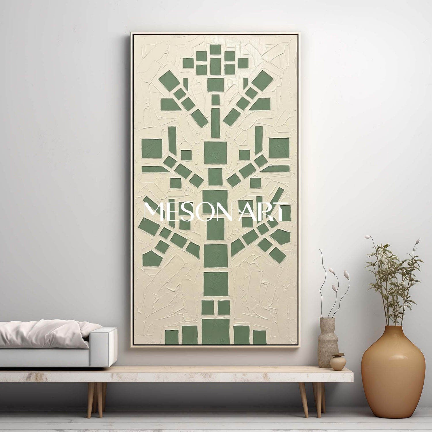 Forest Green Impasto Canvas Hallway Statement Piece Buy Narrow Wall Painting Online