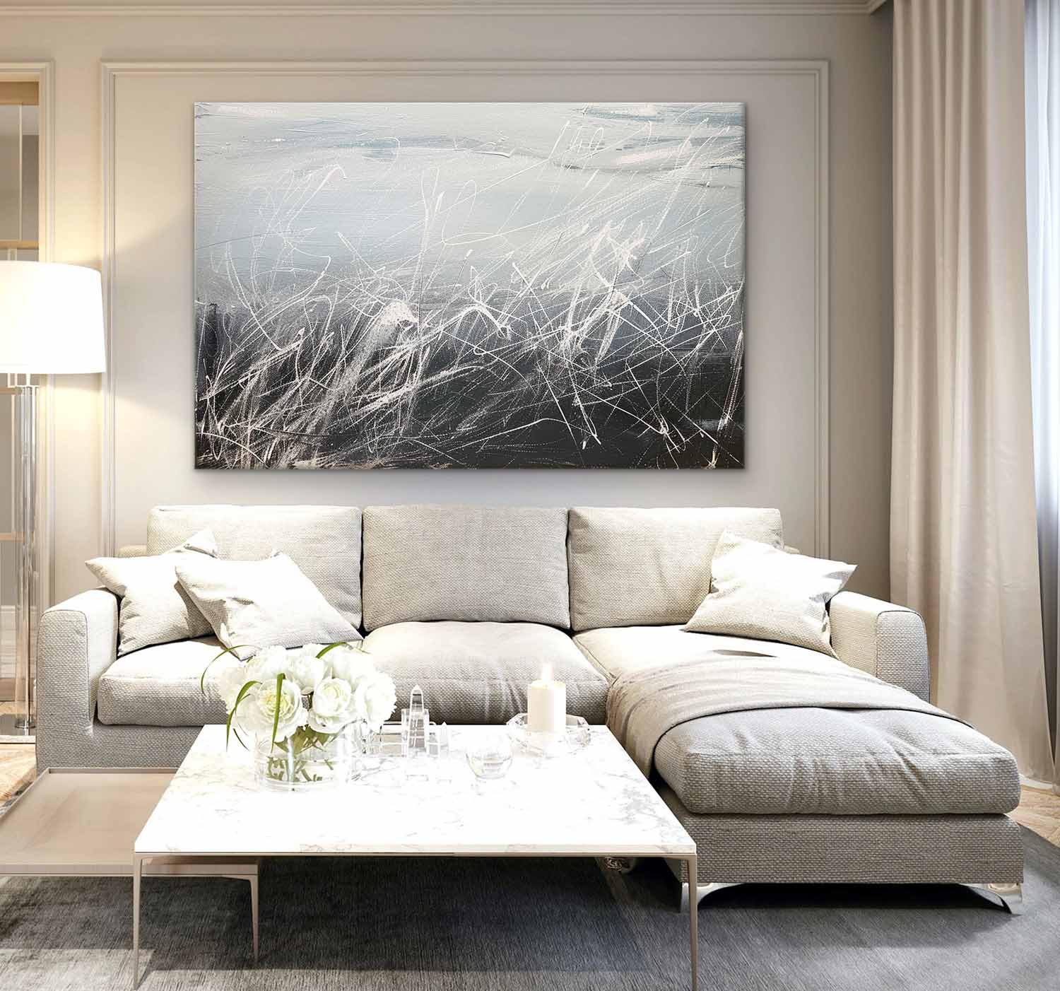 Large Grey and Black Minimalist Canvas Art for Sale Grey and Black Minimalist Oil Paintings