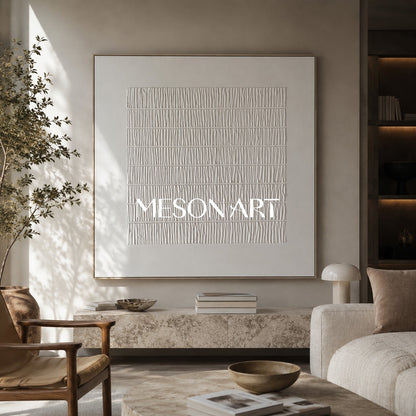 White 3D Plaster Wall Art Wabi-Sabi Wall Art White 3D Minimalism texture Abstract Painting