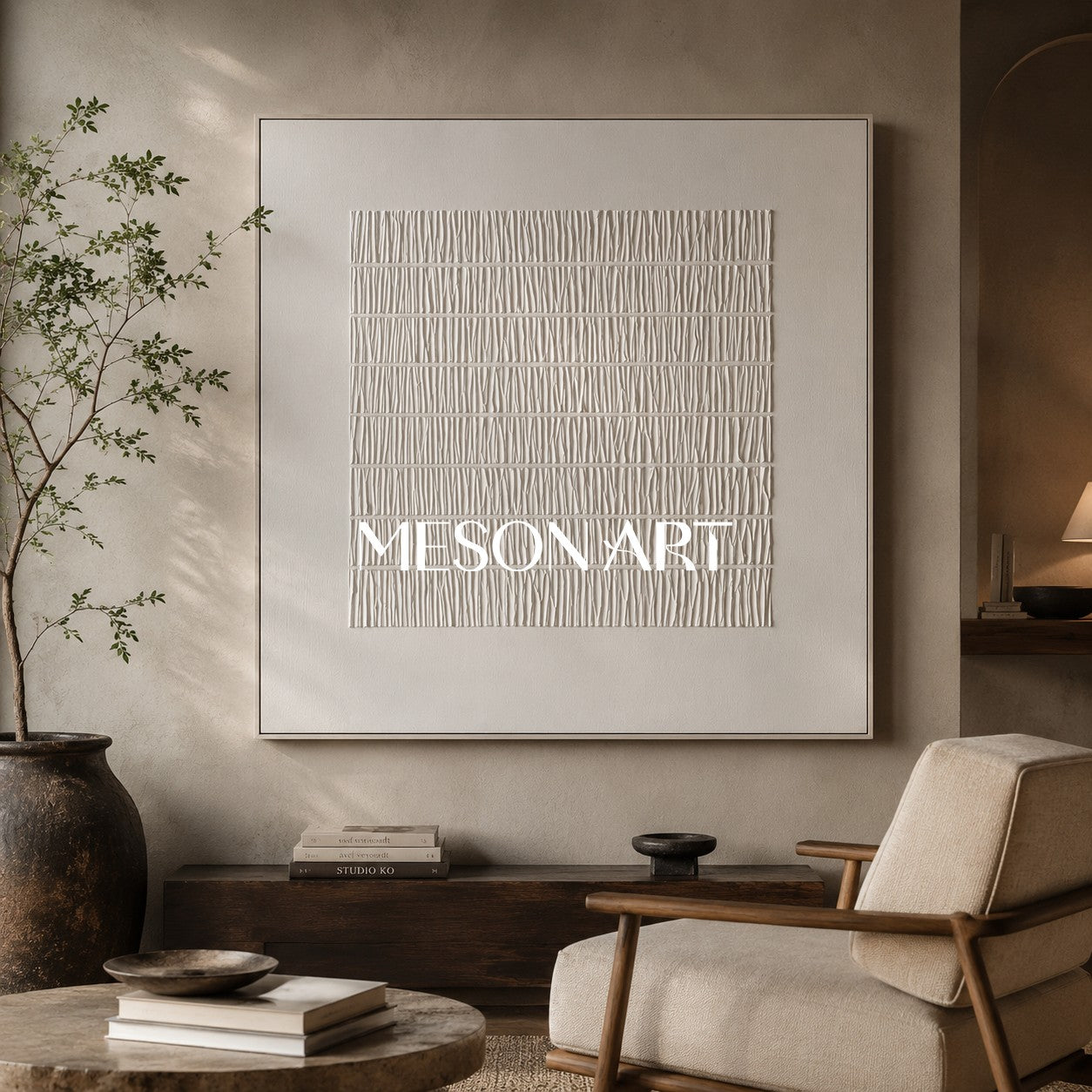 White 3D Plaster Wall Art Wabi-Sabi Wall Art White 3D Minimalism texture Abstract Painting