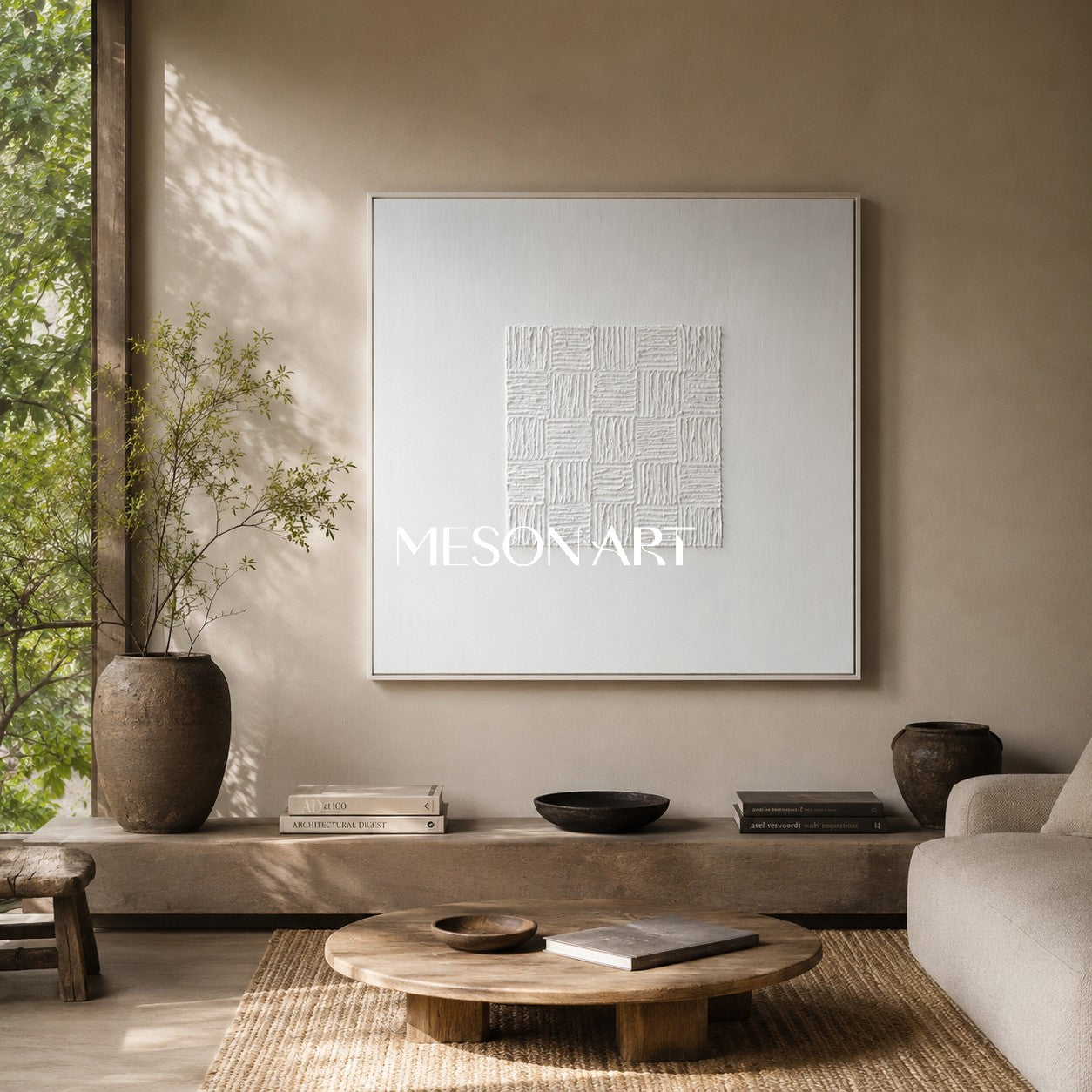 White 3D Textured Wall Art White 3D Plaster Art White Textured Acrylic Abstract Canvas Painting