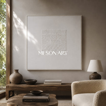 White 3D Textured Wall Art White 3D Plaster Art White Textured Acrylic Abstract Canvas Painting