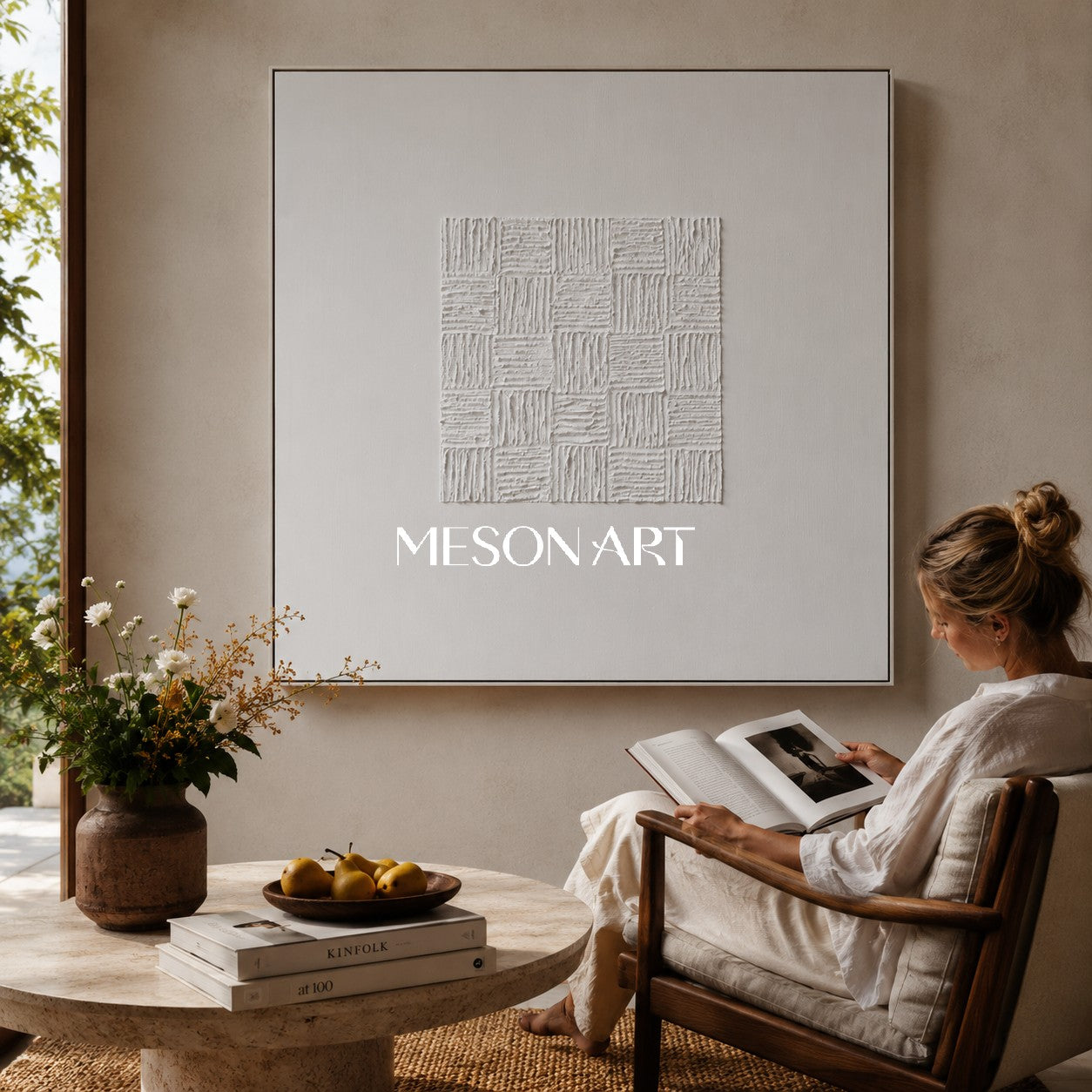 White 3D Textured Wall Art White 3D Plaster Art White Textured Acrylic Abstract Canvas Painting