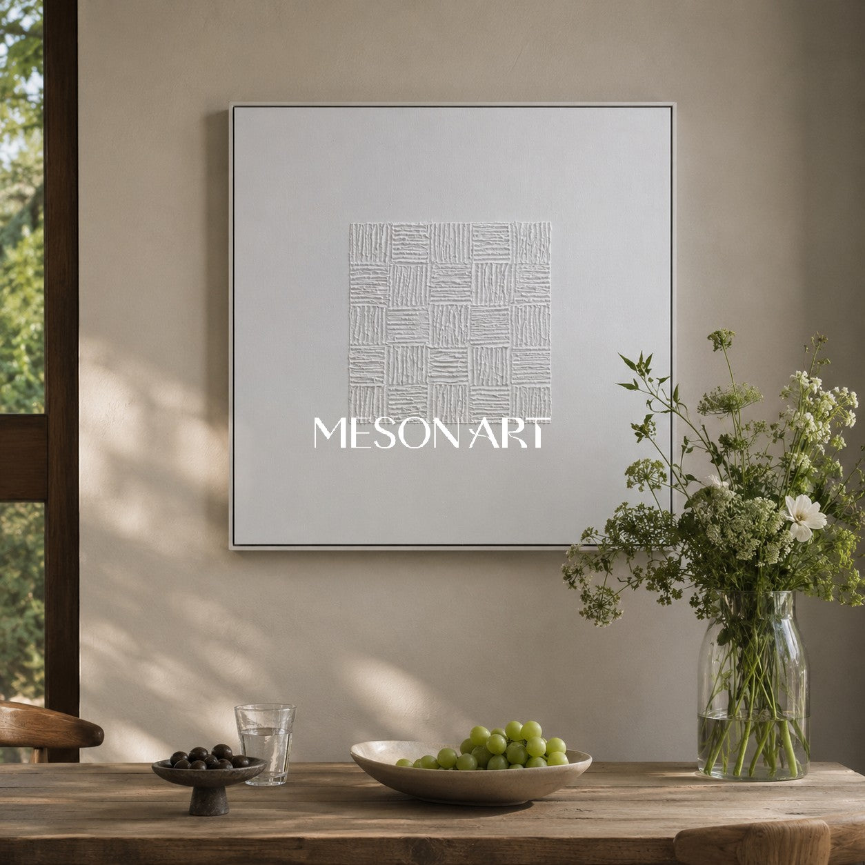 White 3D Textured Wall Art White 3D Plaster Art White Textured Acrylic Abstract Canvas Painting