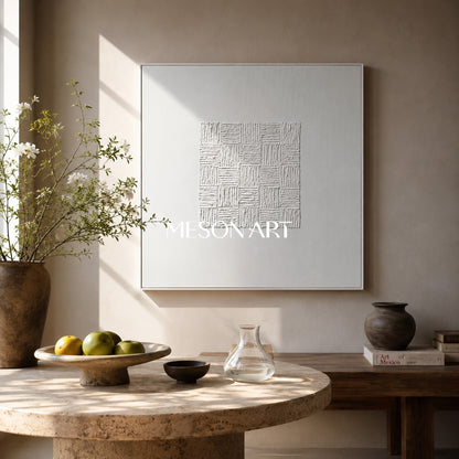 White 3D Textured Wall Art White 3D Plaster Art White Textured Acrylic Abstract Canvas Painting
