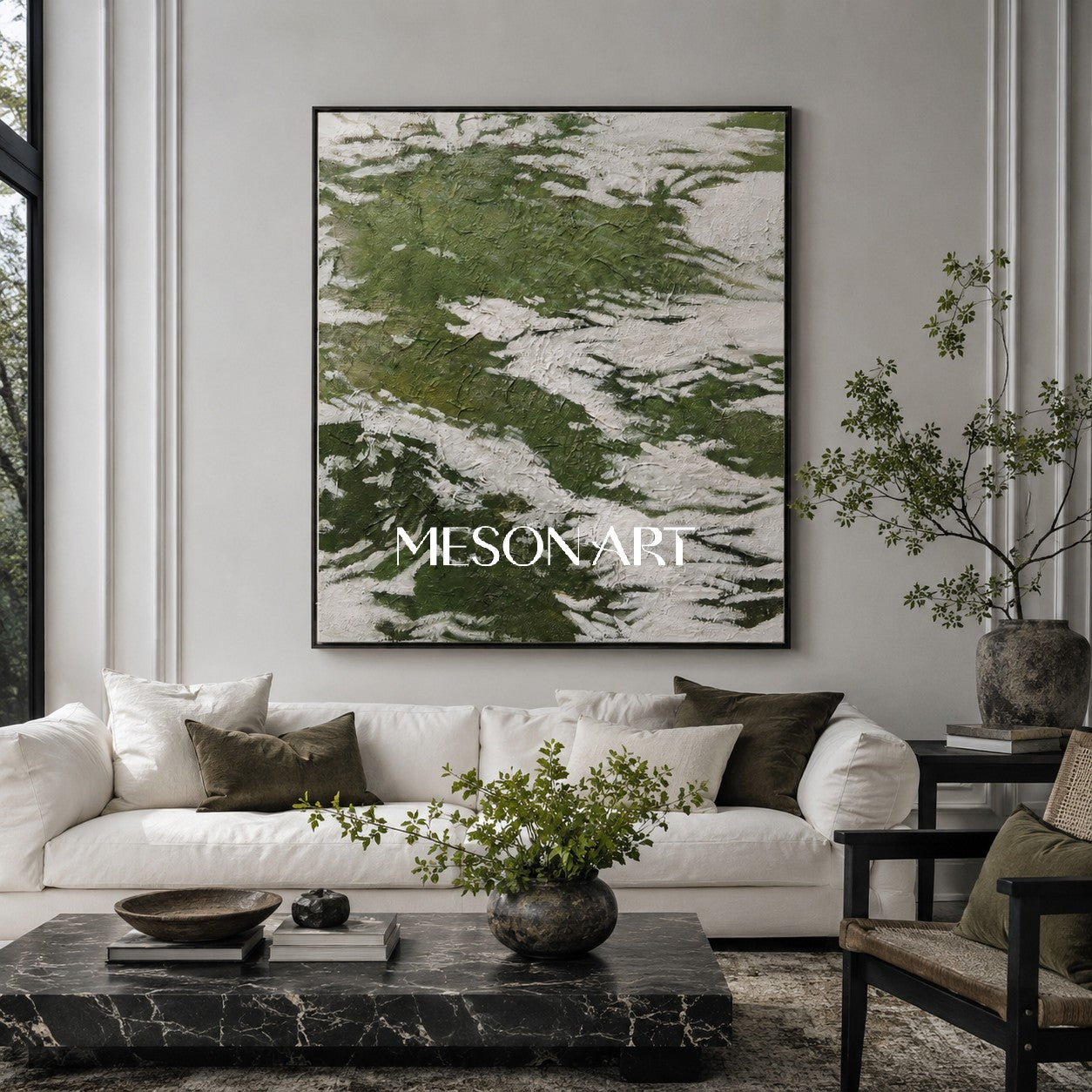 Green 3D Textured Acrylic Abstract Painting Green Minimalist Abstract Art Green Textured Wall Art