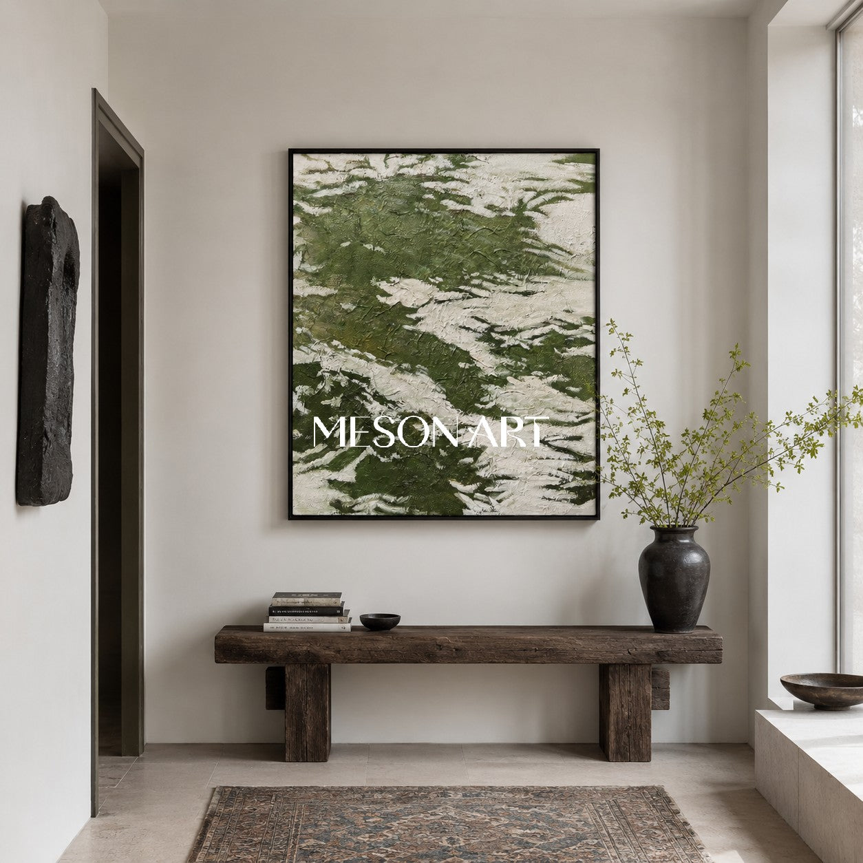 Green 3D Textured Acrylic Abstract Painting Green Minimalist Abstract Art Green Textured Wall Art