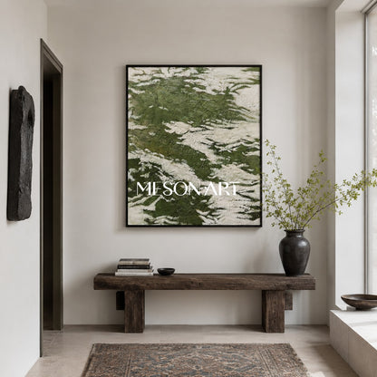 Green 3D Textured Acrylic Abstract Painting Green Minimalist Abstract Art Green Textured Wall Art