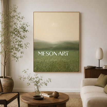 Large Green Landscape Oil Painting Large Green Landscape Textured Canvas Art Wabi-Sabi Art