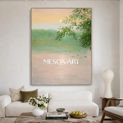 Large Green Landscape Art Large Green Wall Decor Green Landscape 3D Textured Canvas Painting