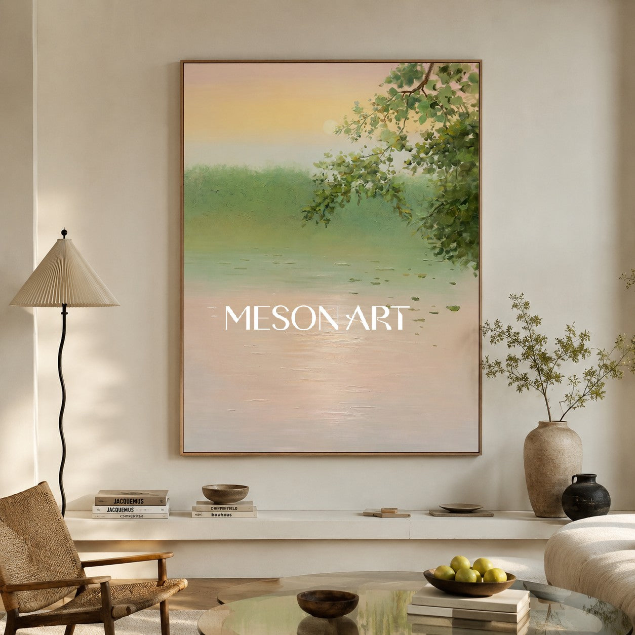 Large Green Landscape Art Large Green Wall Decor Green Landscape 3D Textured Canvas Painting