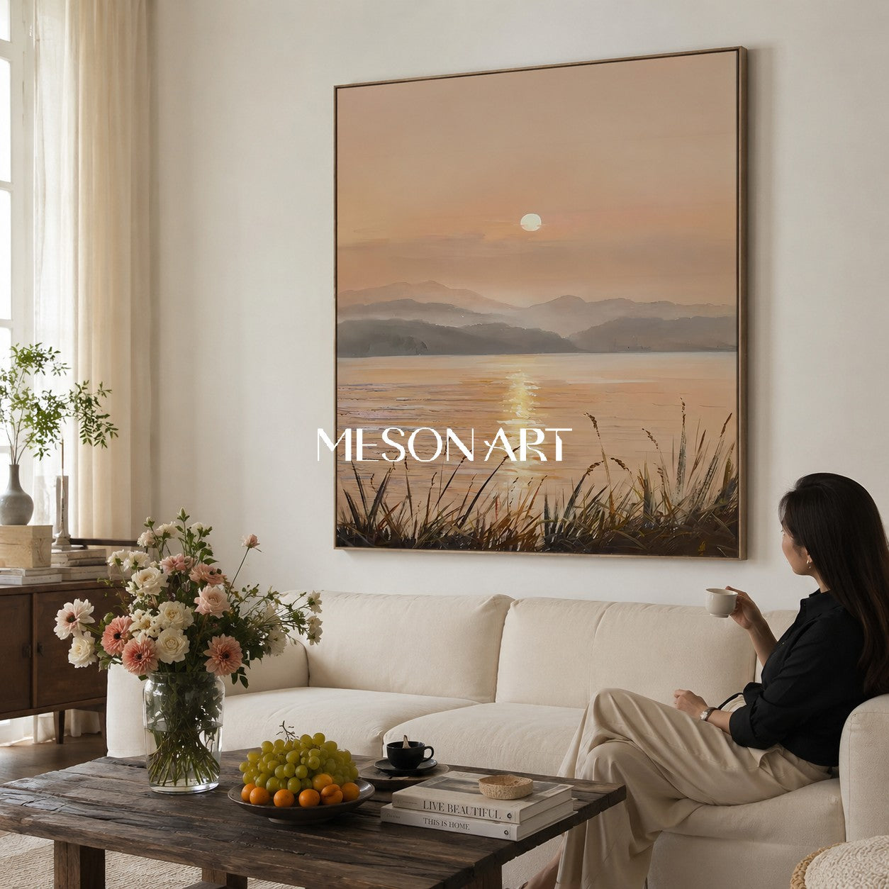 Sunrise Oil Painting Large Landscape Art Large Landscape Wall Art Landscape Painting on Canvas