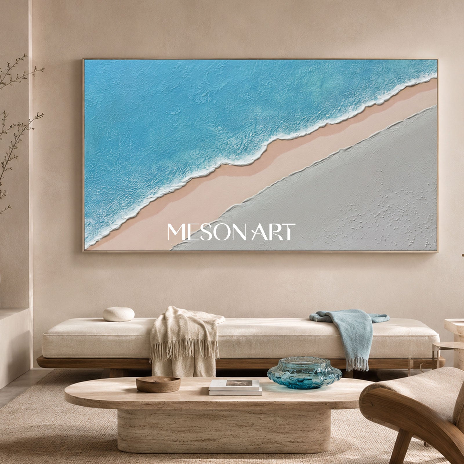 Large Blue ocean 3D Paintings Large Blue ocean Texture Wall Art Large Blue ocean Minimalist Painting