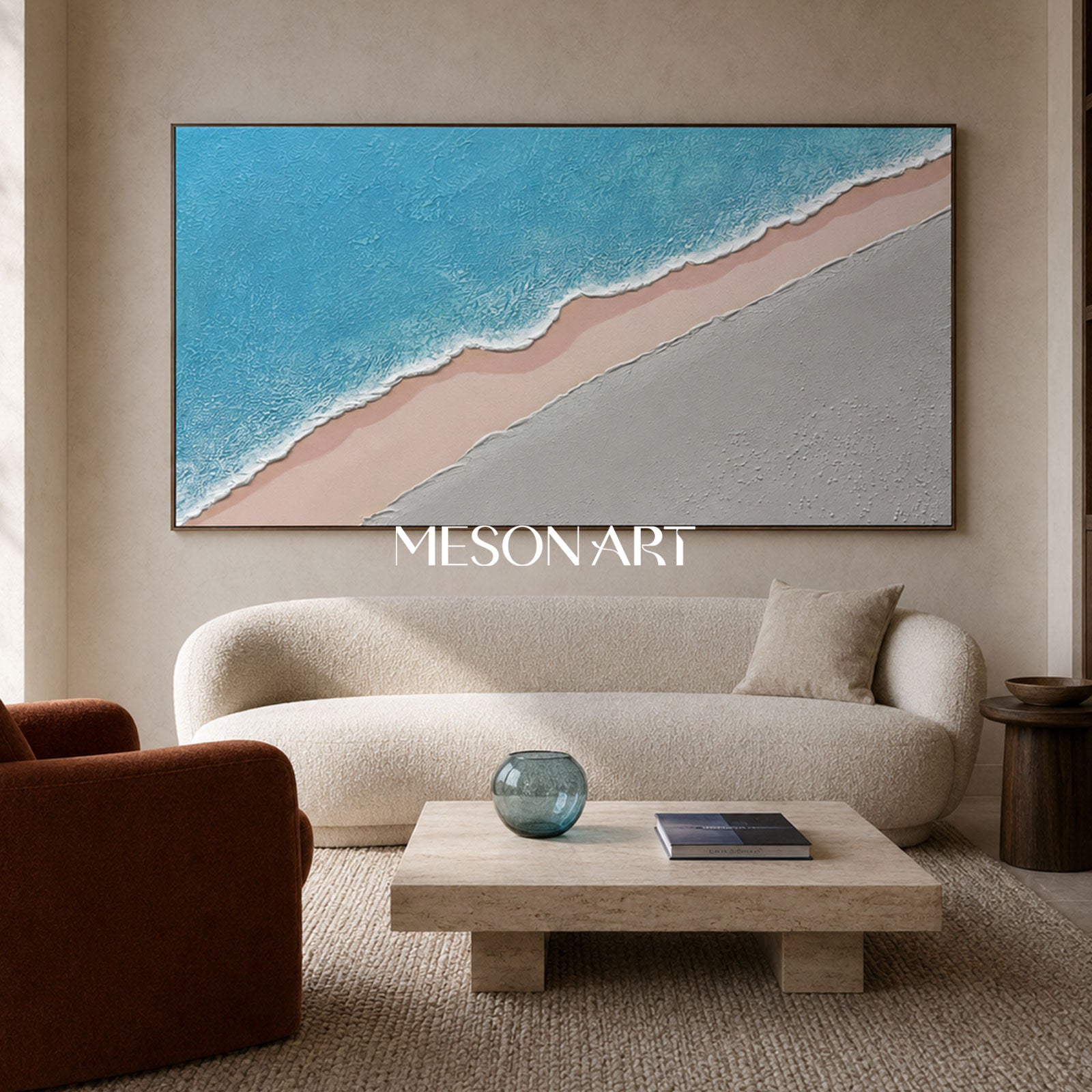 Large Blue ocean 3D Paintings Large Blue ocean Texture Wall Art Large Blue ocean Minimalist Painting