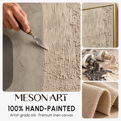 Hand Painted Heavy Textured Minimalist Art Neutral Abstract Canvas